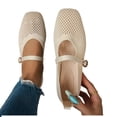 thumbnail image 5 of SuTry Women's Square Toe Mesh Flats Slip On Breathable Knit Mary Jane Style Adjustable Buckle Strap Lightweight Comfortable Casual Walking Shoes(37), 5 of 8