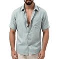 thumbnail image 2 of Cmfcve Men's Linen Shirts Short Sleeve Button Down Shirts Wrinkle Resistant Casual Vacation Beach Summer Tops, 2 of 5