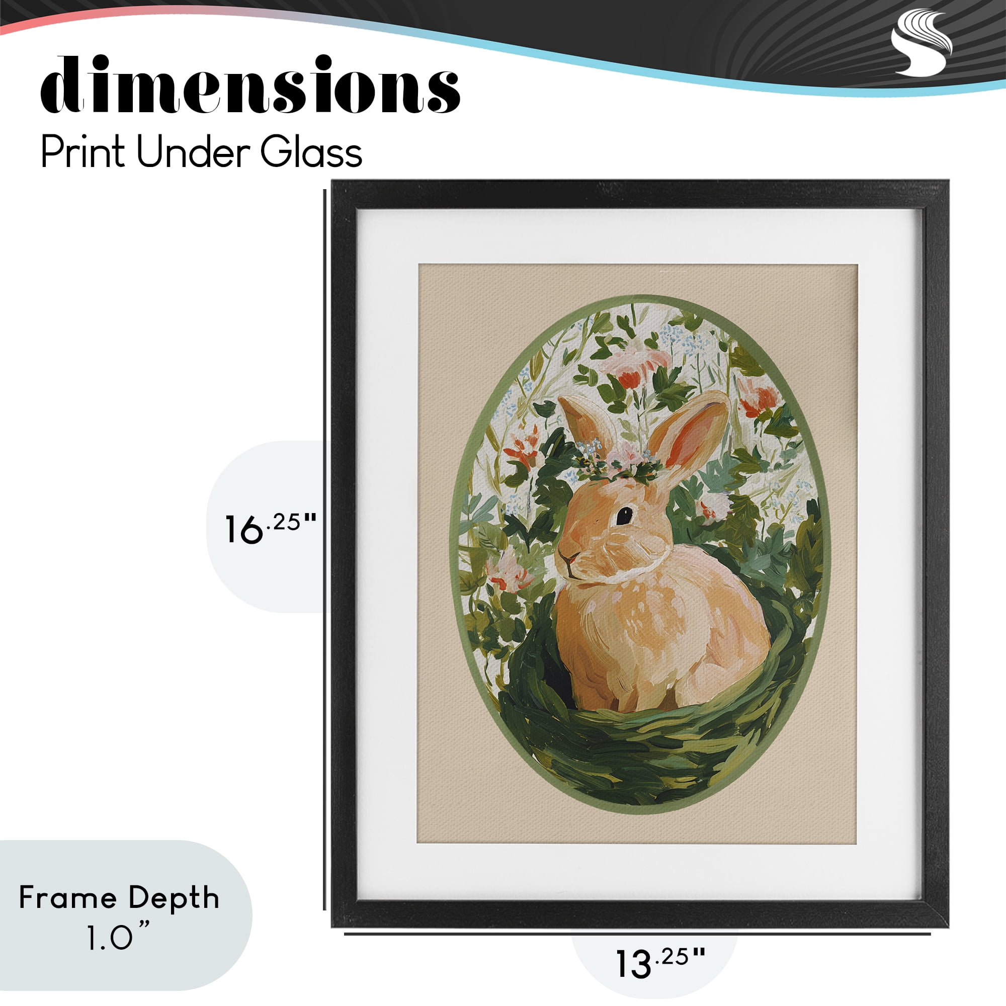 Stupell Industries Bloom Nest Bunny Black Framed Print Under Glass, design by Yen