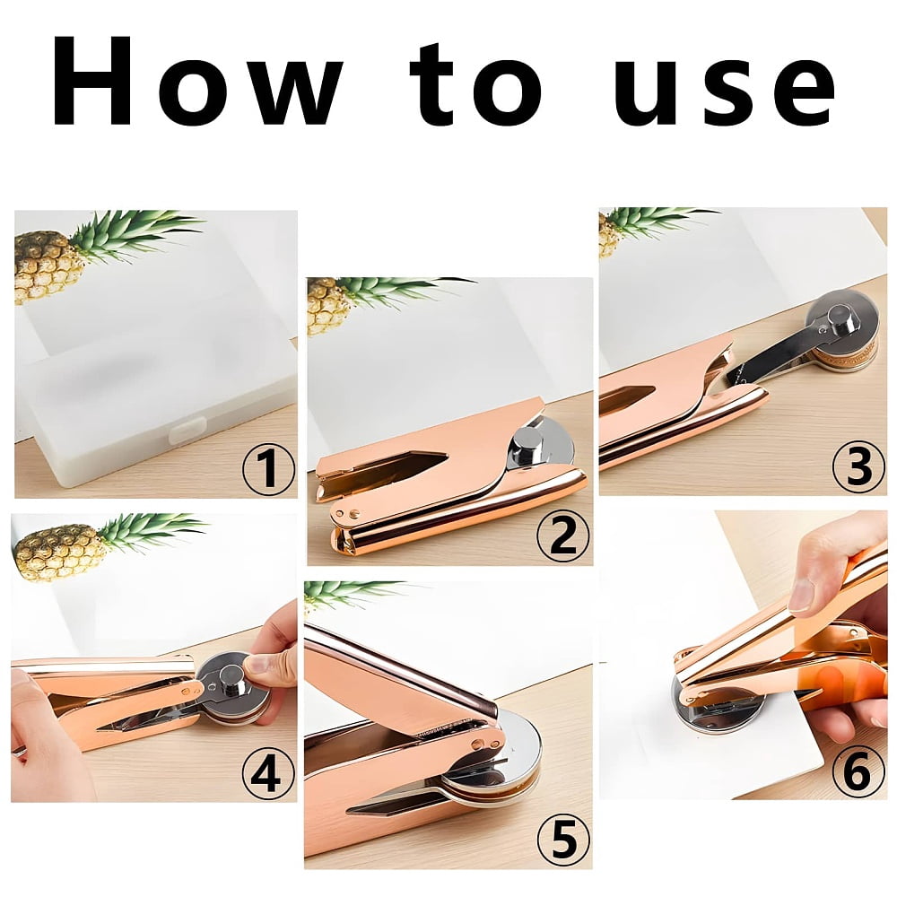 1.65" Floral Book Embosser Stamp Library Spring Elegant Invitation Seal Personalized Rose Gold Stainless Steel Brass Handle Held diy