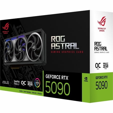 ASUS ROG Astral NVIDIA GeForce RTX 5090 32GB GDDR7 OC Edition Gaming Graphics Card (PCIe 5.0, HDMI/DP 2.1, 3.8-Slot, 4-Fan Design, Axial-tech Fans, Patented Vapor Chamber), 3 Year Warranty