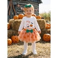 thumbnail image 5 of Loicainy Infant Baby Girl Halloween Clothes Set 3 6 9 12 18 Months Print Long Sleeve Romper Tulle Skirt Headband 3 Pcs Outfits, 5 of 9