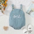 thumbnail image 2 of Odeerbi Infant Boys Girls Clothes Corduroy Embroidered Rompers Summer Jumpsuits Baby Cute Suspender Bodysuit Sleeveless Short Crawling Onesie Blue, 2 of 7