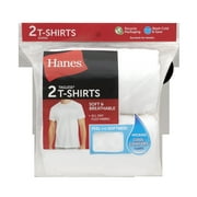 Hanes Men's T-Shirt Packs, Stay-Tucked Soft Cotton Undershirts, Best Undershirts for Men, White, 2-Pack
