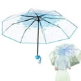 thumbnail image 2 of Transparent Clear Umbrella 3 Fold Umbrella,For Toddler Boys And Girl Ages 3-7,Clear Umbrella Pack Transparent Bubble Umbrella with Easy Grip Handle Dome Windproof Stick Umbrellas, 2 of 9