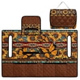thumbnail image 4 of COEQINE Quilted Golf Cart Seat Cover, Folds Design with Handle for Easy Carry, Universal Fit for EZGO Yamaha Club Car 2-Seater, 4 Front Pockets, Butterfly Sunflower American Tribal Brown, 4 of 8