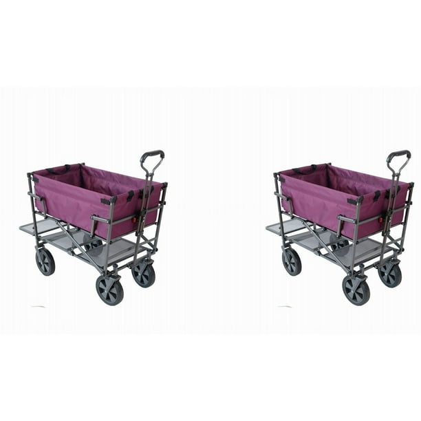 Mac Sports Heavy Duty Steel Double Decker Yard Cart Wagon, Purple (2