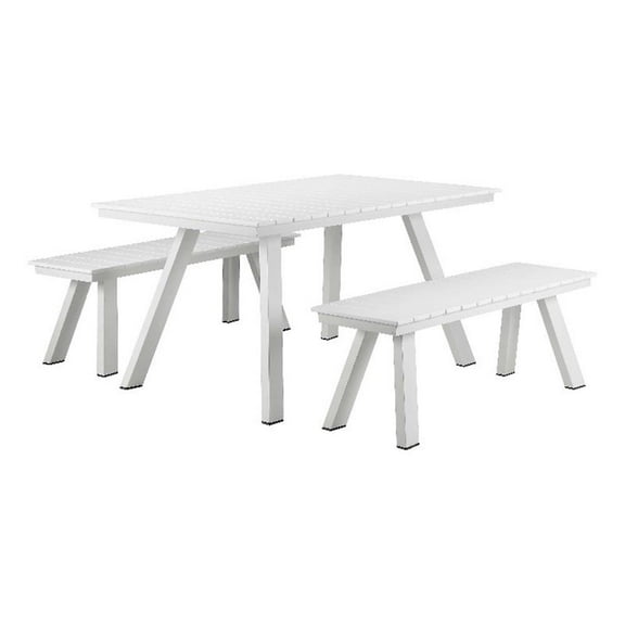Pemberly Row 3-Piece Modern Aluminum Dining Set in White Finish