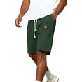 thumbnail image 5 of Zimjoy Green Shorts for Men Drawstring Elastic Waist Lounge Short Lightweight Sweat Short Men Solid Waffle Shorts, Dark Green XL, 5 of 6