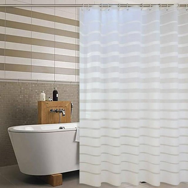 Rideau de douche Peva rideau de douche impermeable à l'eau rideau de douche à rayures inégales rideau de separation de douche simple moderne 180 * 180CM boucle en acier inoxydab
