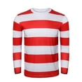 thumbnail image 2 of Set de disfraces FOCUSOUL, camiseta a rayas rojas y blancas para hombre adulto, 2 of 8