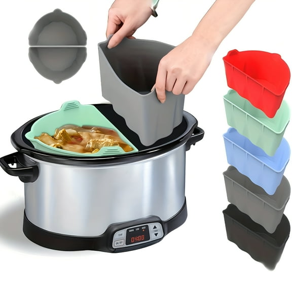 ACDANC Slow Cooker Liners,Reusable&Easy Clean,Crock Pot Divider,Suitable for 6-7QT Crock,Silicone Crock Pot Liners (2pcs)