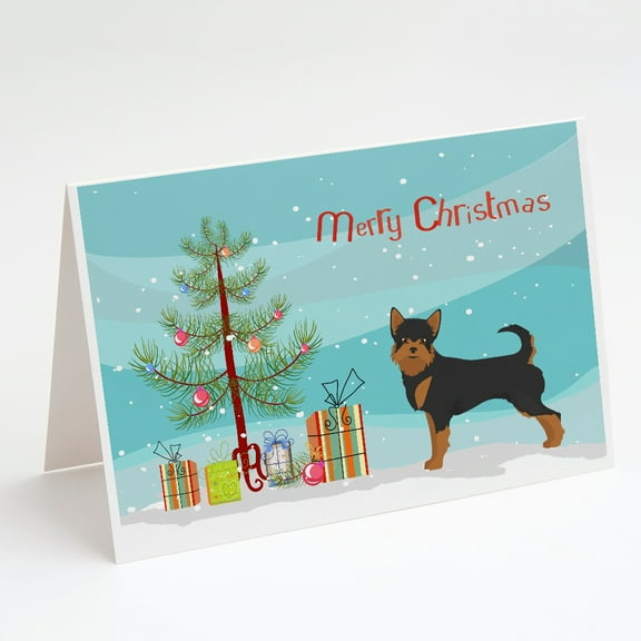 Black and Tan Chorkie Christmas Tree Greeting Cards and Envelopes Pack of 8