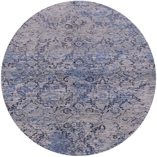Ahgly Company Tapis d'Intérieur Rond Moderne Mi-Siècle Violet Oriental, 8 Pieds Rond