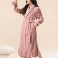 thumbnail image 5 of MGDXOX Plush Long Robes for Women Soft Fleece Bathrobe Ruffle Trim Bath Robe Sleepwear Winter Warm Housecoat with Belt Rose Gold XL, 5 of 7
