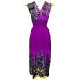 thumbnail image 1 of Peach Couture Multicolor Tropical Border Print Maxi Dress Purple Medium, 1 of 2