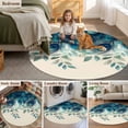 thumbnail image 5 of Peacock Feather Round Rugs for Living Room 6ft Teal Blue Green Leaf Abstract Non Slip Circle Rug Washable Low-Profile Indoor Carpet for Bedroom, Dining Room, Bathroom, 5 of 9