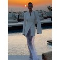 thumbnail image 3 of Chaqueta de manga larga de Color liso para mujer, abrigo ajustado abotonado con cuello en V, ropa de oficina para mujer, prendas de vestir exteriores elegantes, moda de otoño, 3 of 5
