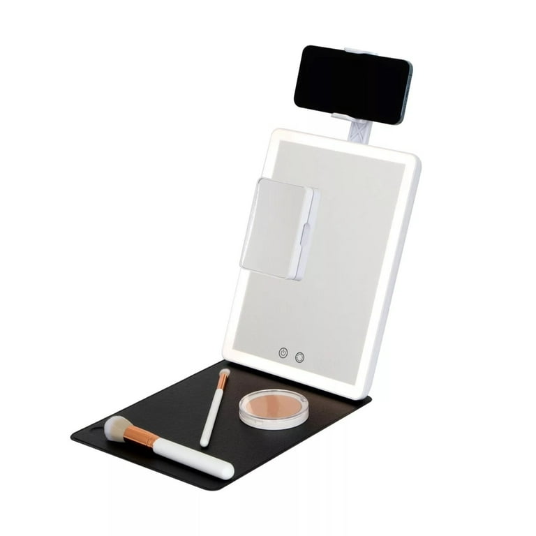 Glotech Portable Beauty Station LED Mirror with Makeup Mat Cover