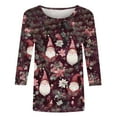 thumbnail image 4 of LEKWK Christmas Tree Shirts for Women 3/4 Sleeve Xmas Plus Size Tops Crew Neck Funny Dressy Casual Tee Shirts Holiday Party Crewneck Blouses Cute Graphic Tshirts, 4 of 5