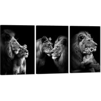 Modern 3 Piece Wild Animal Lion Canvas Paintings Lion Family Portrait Pictures Wall Decor Artwork Living Room Bedroom Home Office Decorations Unframed
