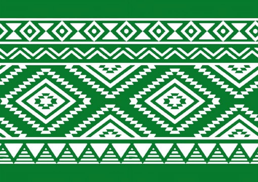IBA Indianbeautifulart Green Aztec Geometric Ribbon&nbsp;Trim&nbsp;Tape Fabric Laces For Crafts Printed Velvet&nbsp;Trim&nbsp;9 Yards Sewing Accessories 3 Inches