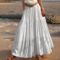 thumbnail image 3 of Generic Women Casual Cotton Linen Maxi Skirts High Waist A Line Slim Fit Long Skirt Flare Swing Beach Holiday Ruffle Skirt, 3 of 6