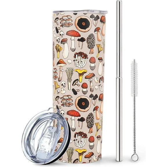 Mushroom Cup - Mushroom Gifts for Women - Mushroom Mug for Women - mushroom stuff-decor-Accessories,Coffee Tumbler for Women-Mushroom Lovers 20 Oz Mushroom Tumbler