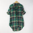 thumbnail image 2 of Pxiakgy Women's Button Down Lightweight Shirts Plaid Shacket Long Sleeve Collared Long Jacket Coats Top Shirt Short Sleeves Outdoor Soft Causal Tee Shirt Oversized Shirt 2025 Fall Fashion Blue Xxl, 2 of 9