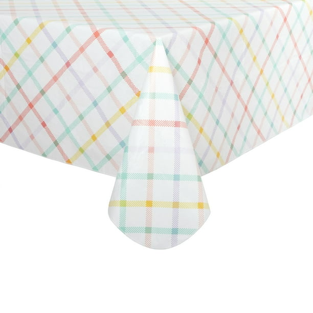 Way To Celebrate Easter Plaid PEVA Vinyl Tablecloth, 60"W x 84"L