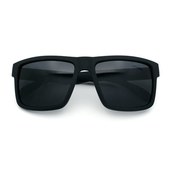 Mens Iconic Horn Rim Oversized Rectangle Urban Plastic Sunglasses Matte Black - Black