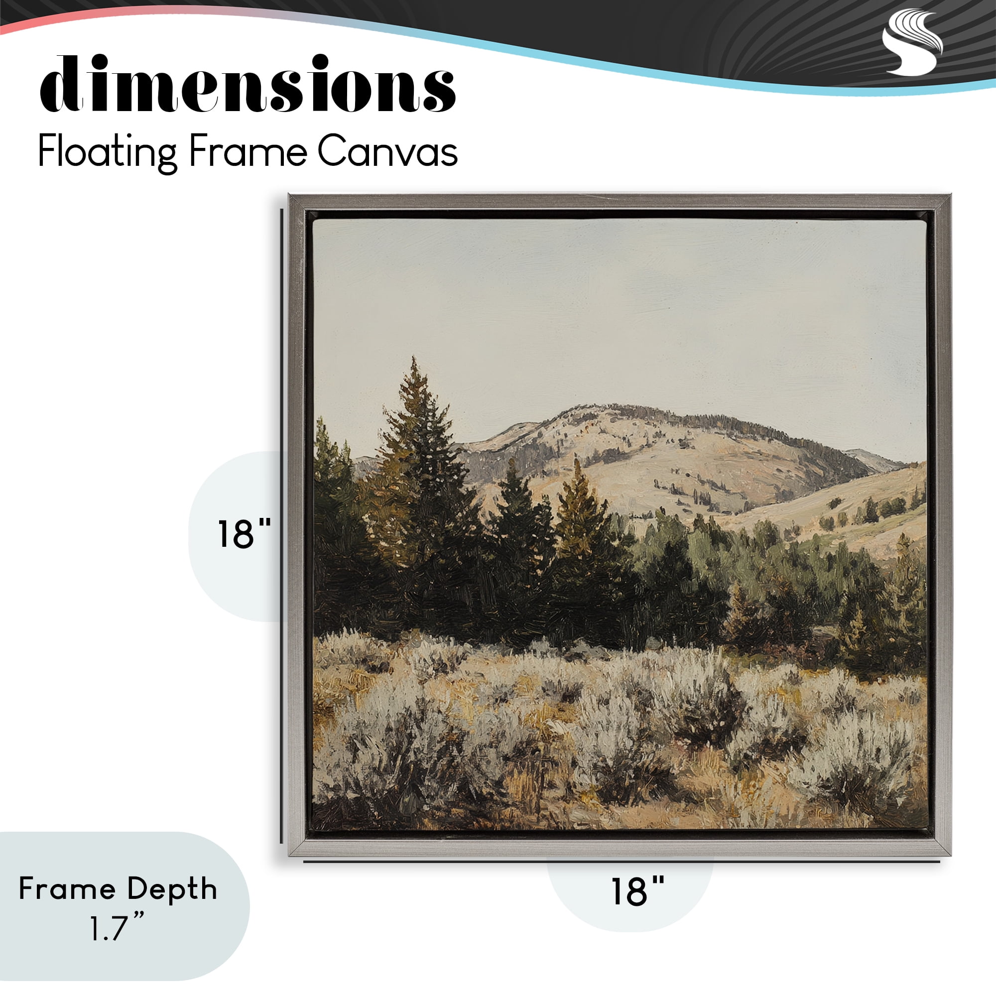 Stupell Industries Cedar Mountain View Gray Framed Floater Canvas Wall Art, design by Petal Prints Design