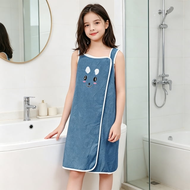 1 Children's Bath Towel/bathrobe Wearable Children's Bathrobe Cute Bunny Ear Bathrobe Beach Pool Towel Absorbent And Soft Bath TowelCute Candy Color Pool Beach
