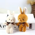 thumbnail image 3 of 1PC 16cm Plush Rabbit Toy with Ribbon Bow - Siamese Rabbits Key Chain Pendant, Gifts for Kids & Children, Wedding Favors, 3 of 8