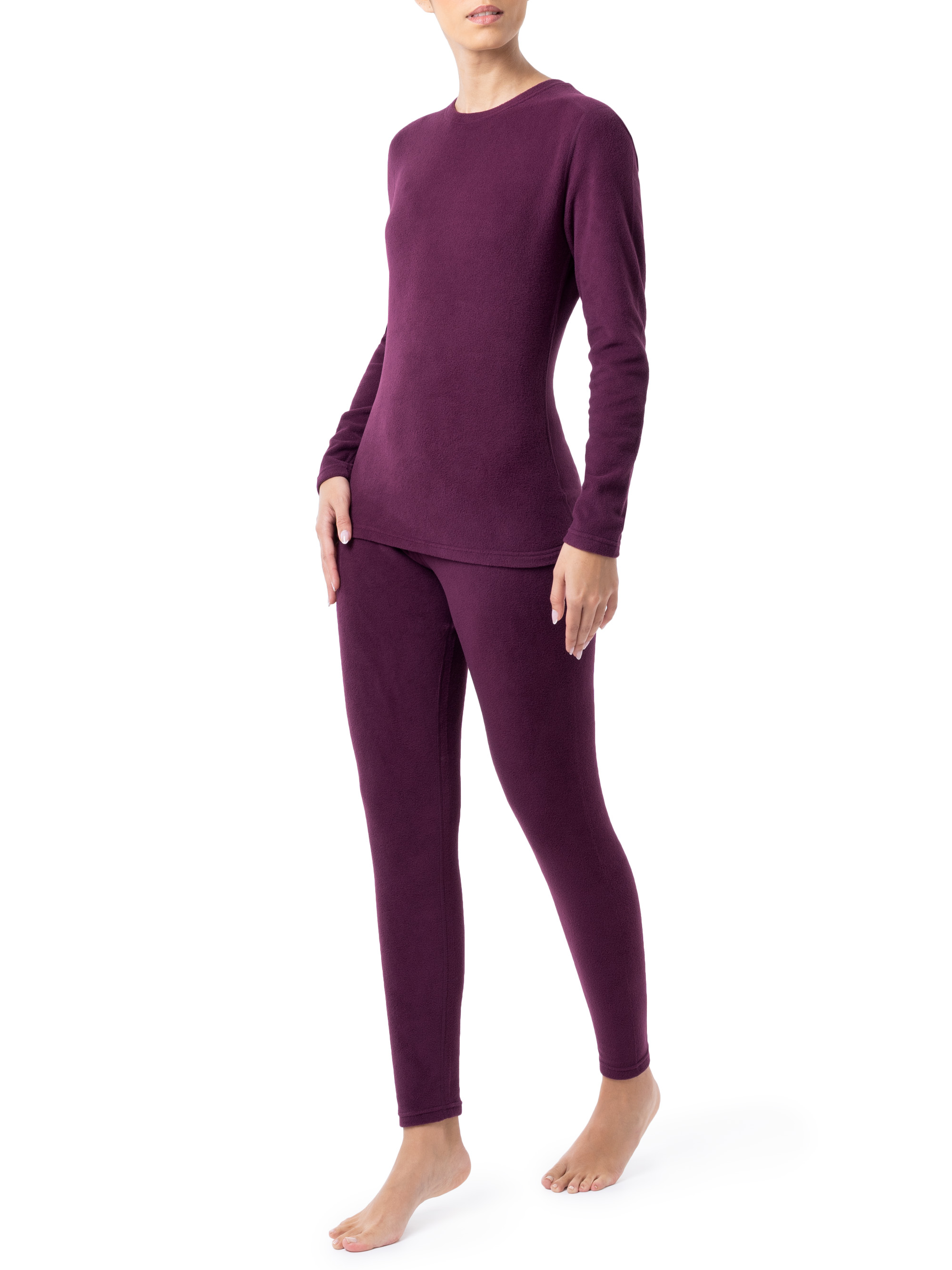 Fruit of the Loom Women's & Women's Plus Stretch Fleece Thermal Top and Bottom Set