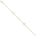 thumbnail image 1 of Precious Stars 14K Tri-Tone Gold Butterfly Charm Chain 7"+1" Ladies Bracelet, 1 of 2