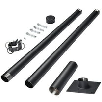 Yescom 8Ft Sun Shade Sail Pole Post Canopy Awning Deck Patio Backyard with Pole Bracket Clamp Powder Patio Outdoor Black