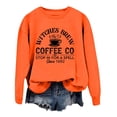 thumbnail image 2 of Women's Casual Crew Neck Sweatshirt Vintage Halloween Coffee Cup Witch Graphic Long Sleeve Pullover Streetwear Top Fall Spring Outfits Orange S, 2 of 3
