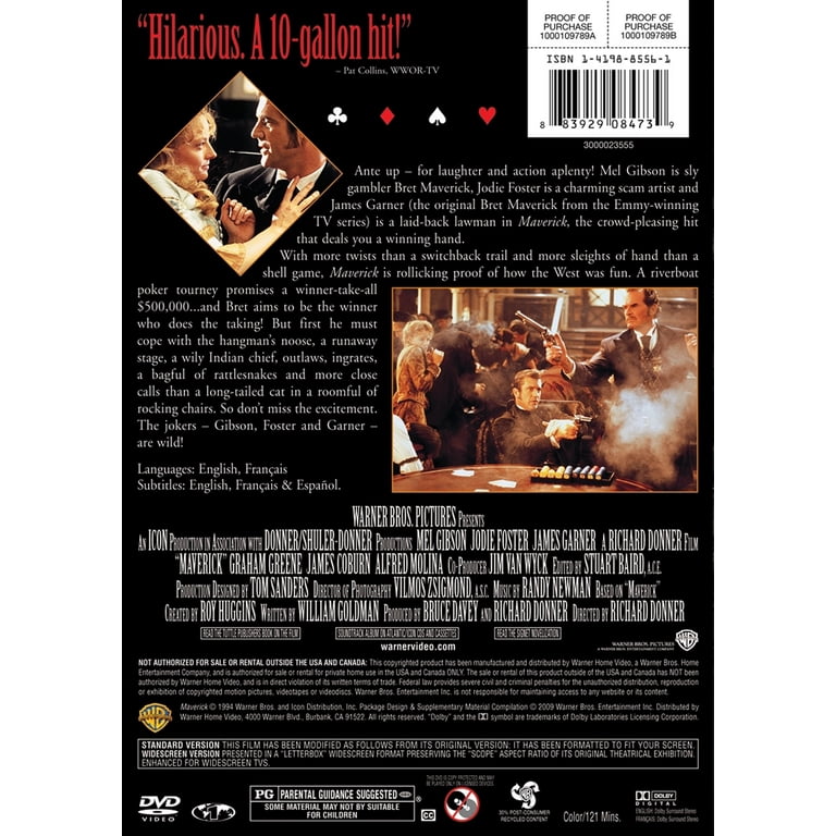 Warner Bros. Maverick (DVD) - Western Action Comedy Starring Mel