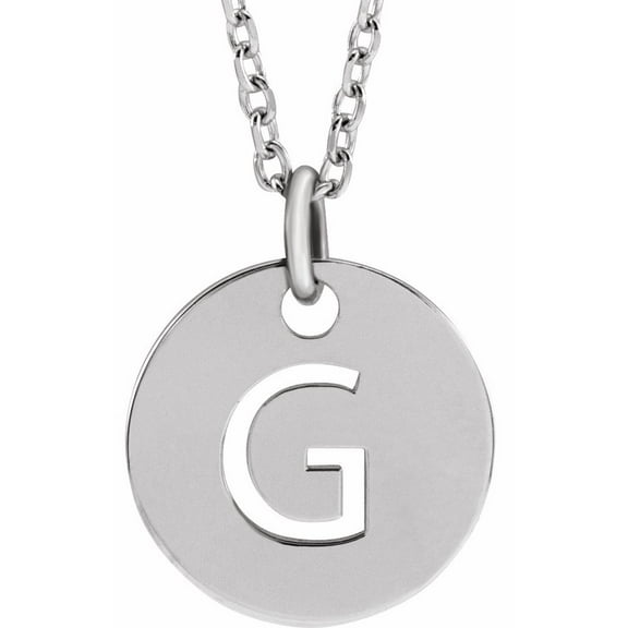 Precious Stars Unisex Sterling Silver Initial G Dangle Disc Necklace