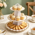thumbnail image 6 of Darzheoy Cupcake Stand, 3-Tier Cardboard Dessert Tower, Gold Rim Party Stand, Sturdy Dessert Display Stand, Disposable Party Cupcake Stand for Birthday, Celebration, Wedding, Home, 6 of 6