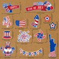 thumbnail image 2 of 48 Pcs Découpes en Papier du 4 Juillet avec 2 Pcs Autocollants pour Tableau d'Affichage Points de Colle Patriotiques Découpes Drapeau Américain Dessin Animé Rouge Bleu Blanc Étoiles Rayures Découpes pour Décoration de Classe de la Fête de l'Indépendance, 2 of 7