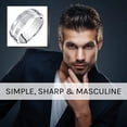 thumbnail image 4 of PEORA Men's 7mm 14K White Gold Wedding Ring Band, Brushed Matte with Polished Grooves, Comfort Fit Size 15.5, 4 of 5