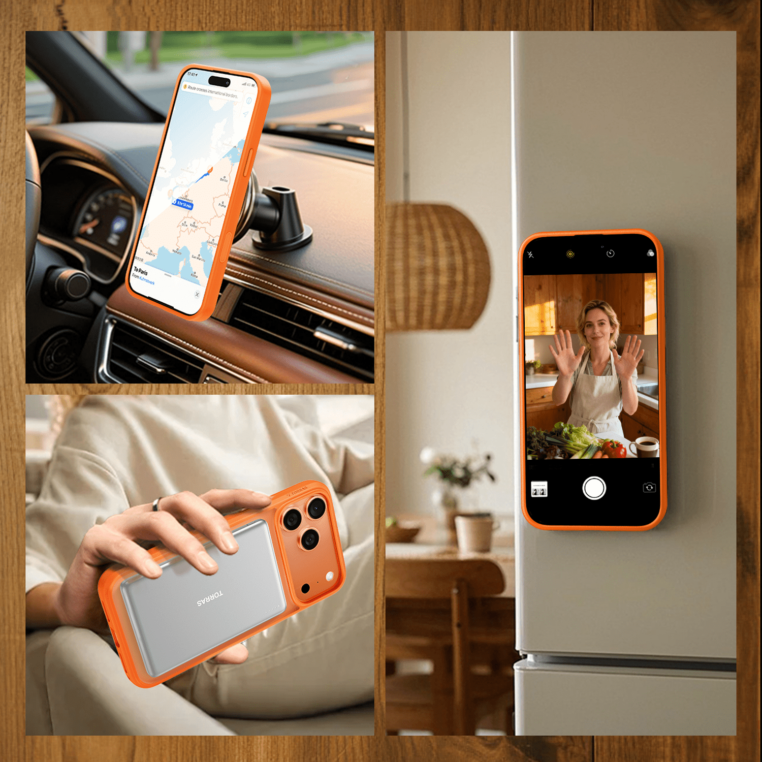 TORRAS O3 Fitness for iPhone 17 Pro Max Case, Fit for MagSafe with 360°Stand, Mil-Grade Protection, Camera Control, Translucent Slim, 6.9″,Cosmic Orange