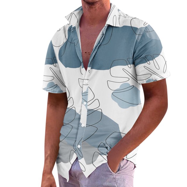 Men'S Casual Loose Fitting Short Sleeved Shirt Fashionable Lapel Shirt Top 4XL