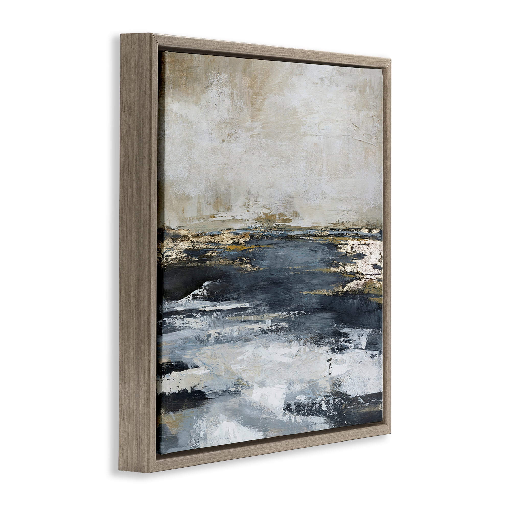 Stupell Industries Rustic Stormy Sea Abstract Painting Brown Floater Framed Canvas Art Print Wall Art, 25 x 25