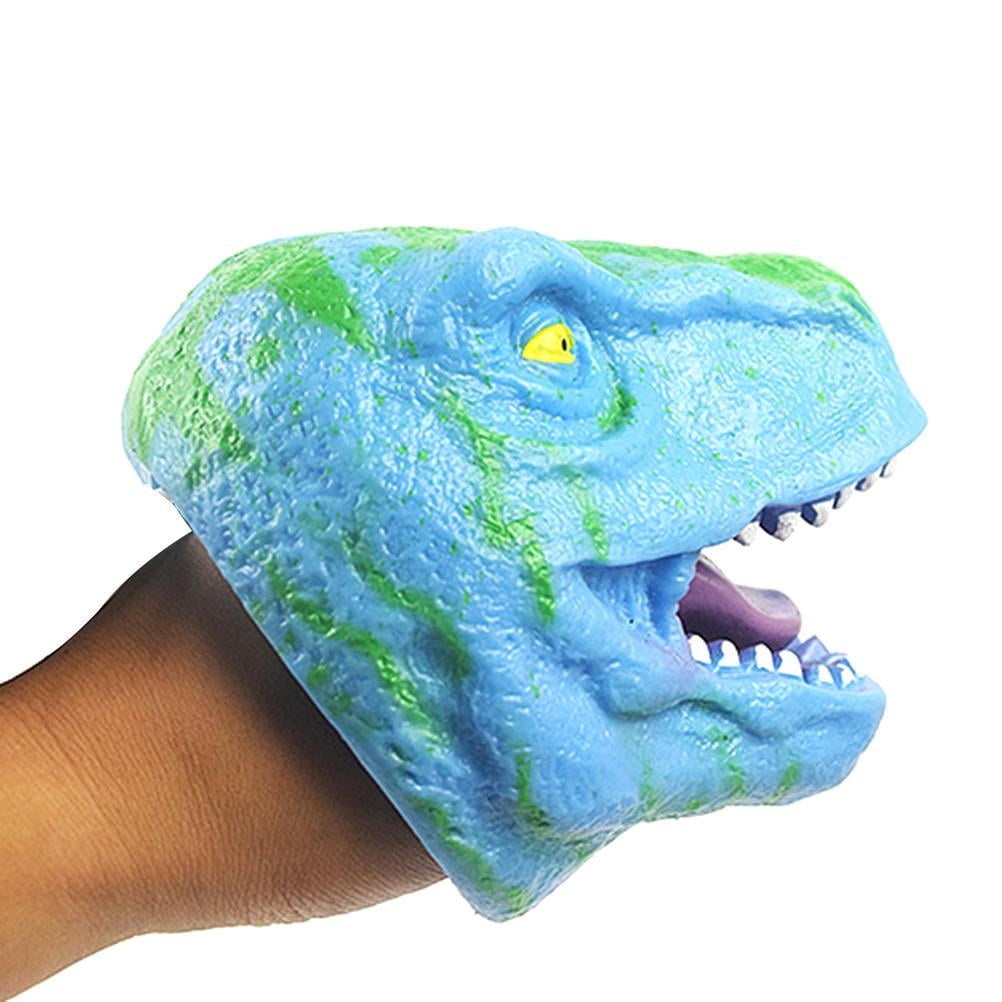 12pk Dinosaur Hand Puppet Toy Flexible Rubber Fun Party Favor Gift Kids Adults 