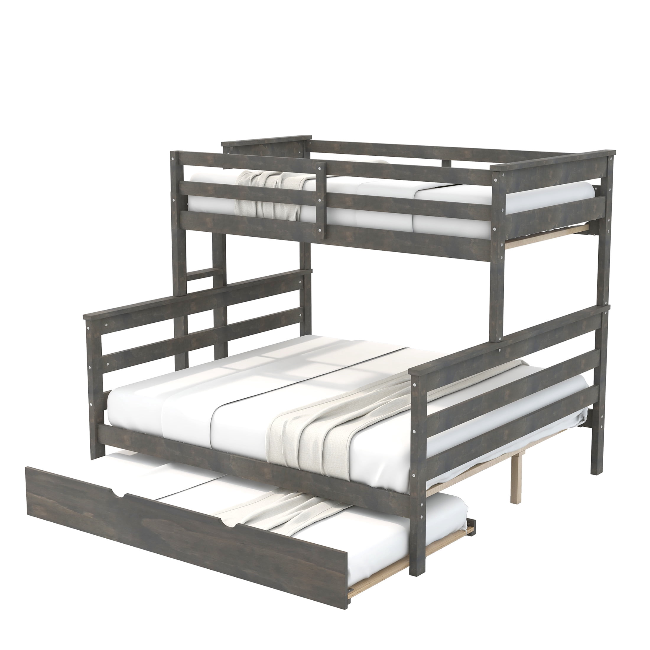 Noble House Zahra Twin XL over Queen Detachable Bunk Bed with Pull-out Guest Trundle, 3-in-1 Sleeping Solution, Grey