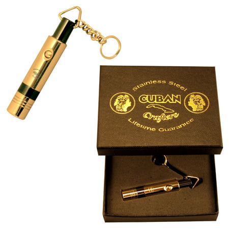 Punch Cigar Cutter Pen Gold Plated Copper Body Key Ring in Gift