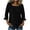 Black, variant on Womens Flare Cuff Tops Square Neck Three Quarter Sleeve Cotton Linen T Shirts Daily Loose Fit Casual Summer Blouses Purple 2XL